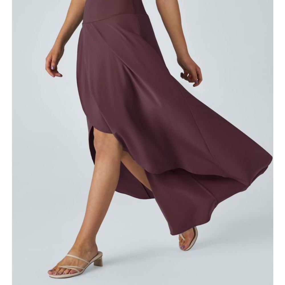 HALARA High Low Skirt in Deep Burgundy